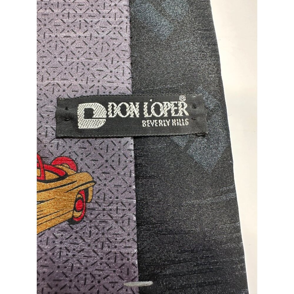 Don Loper Beverly Hills Vintage Silk Tie With Retro Car Design - Picture 5 of 5